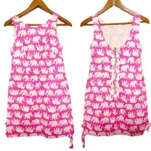 Lilly Pulitzer Pink Elephant Delia Sleeveless Shift Dress Size 2
